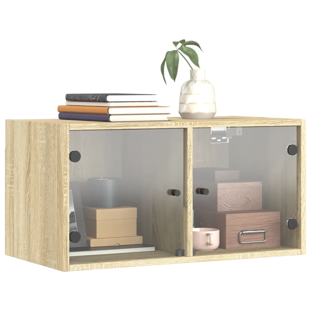 Wall Cabinets with Glass Doors 2 pcs Sonoma Oak 68.5x37x35 cm