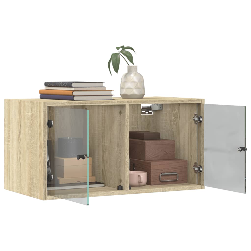 Wall Cabinets with Glass Doors 2 pcs Sonoma Oak 68.5x37x35 cm
