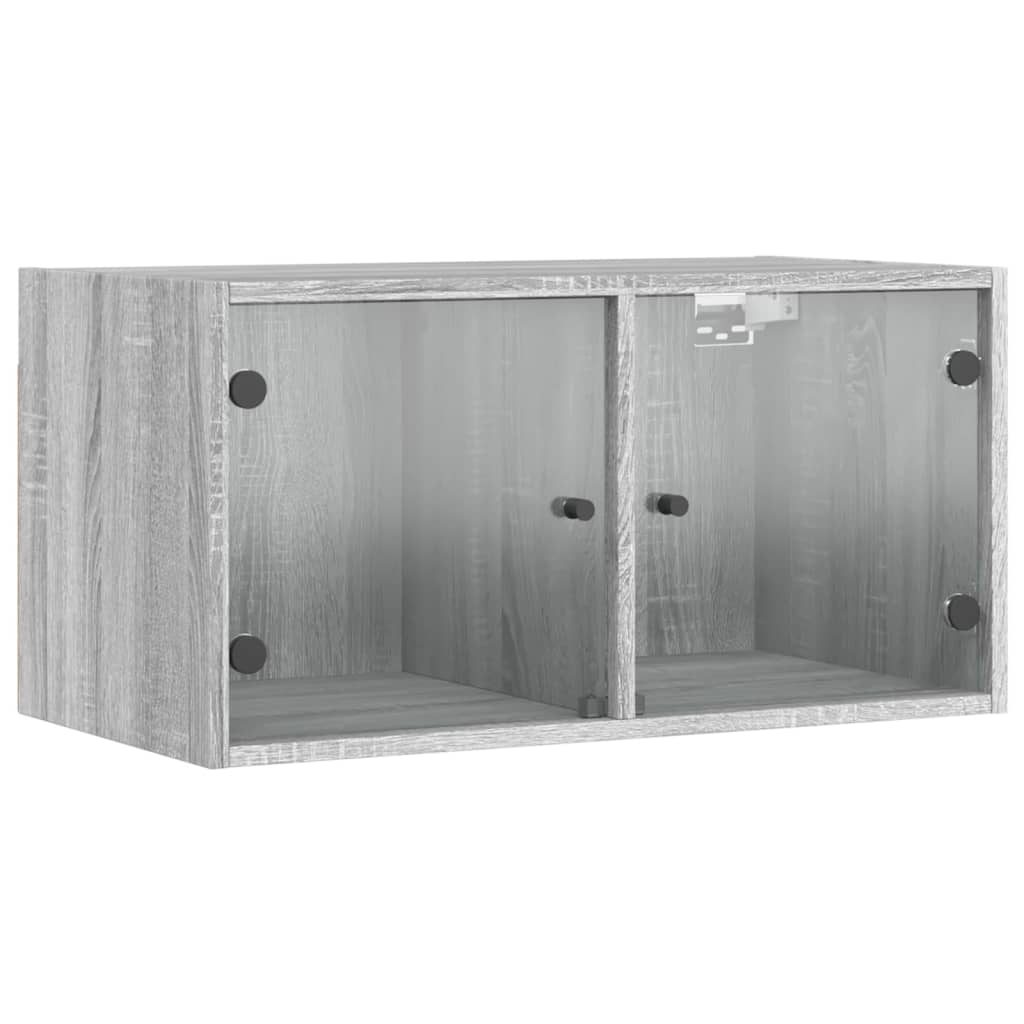 Wall Cabinet with Glass Doors Grey Sonoma 68.5x37x35 cm