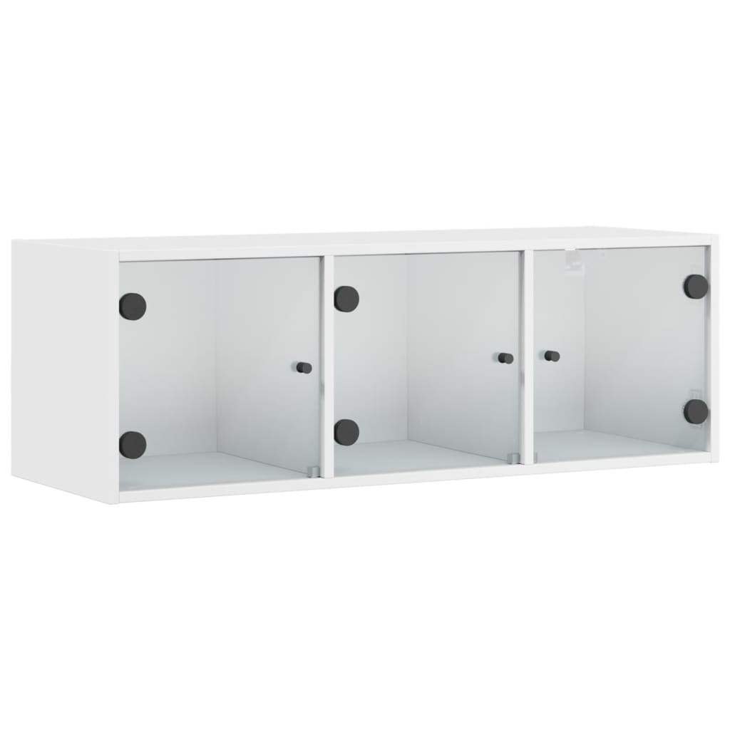 Wall Cabinet with Glass Doors White 102x37x35 cm