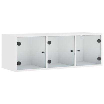 Wall Cabinet with Glass Doors White 102x37x35 cm