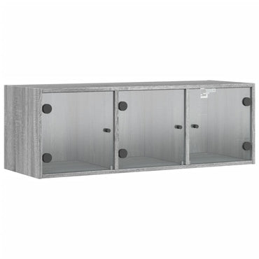 Wall Cabinet with Glass Doors Grey Sonoma 102x37x35 cm