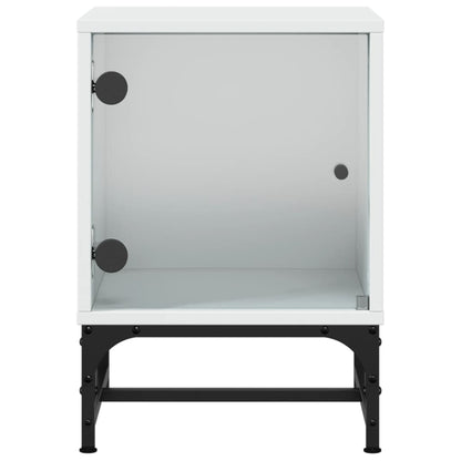 Bedside Cabinet with Glass Door White 35x37x50 cm