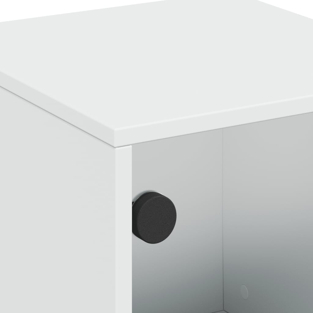 Bedside Cabinet with Glass Door White 35x37x50 cm