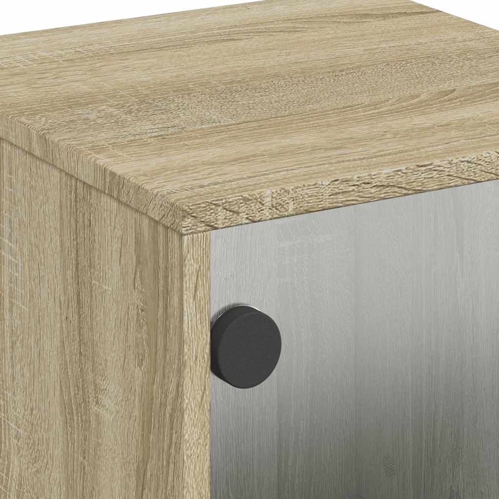 Bedside Cabinets with Glass Doors 2 pcs Sonoma Oak 35x37x50 cm