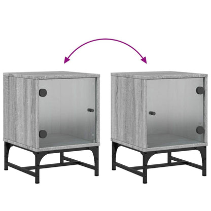Bedside Cabinet with Glass Door Grey Sonoma 35x37x50 cm