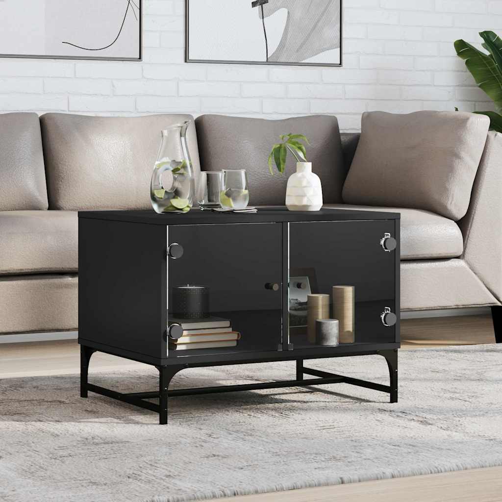 Coffee Table | Black | Engineered wood, glass, steel | Medium