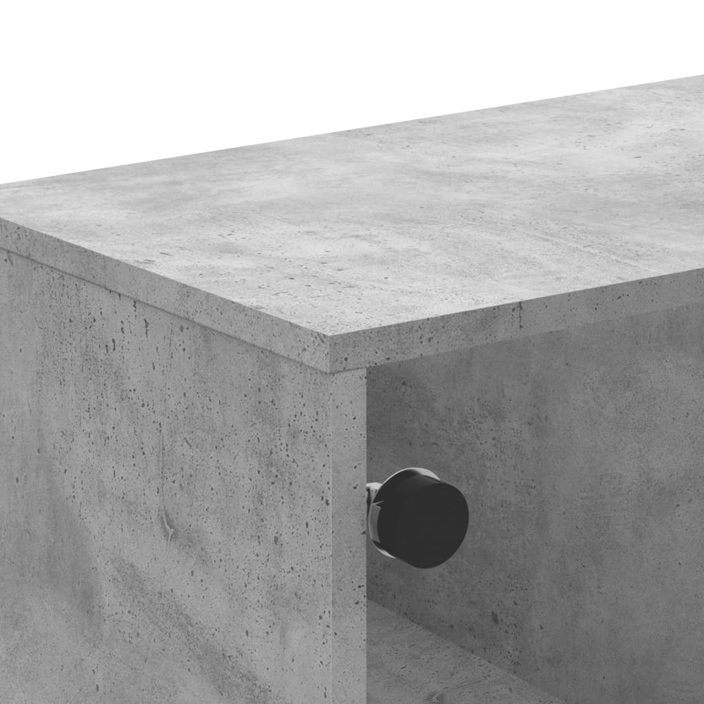 Coffee Table with Glass Doors Concrete Grey 68.5x50x50 cm