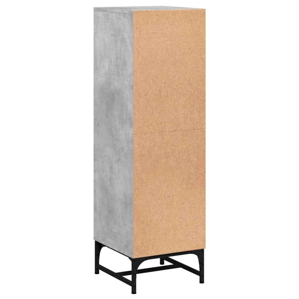 Highboard with Glass Doors Concrete Grey 35x37x120 cm