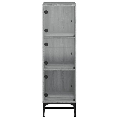 Highboard with Glass Doors Grey Sonoma 35x37x120 cm