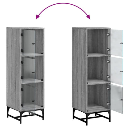 Highboard with Glass Doors Grey Sonoma 35x37x120 cm