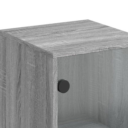 Highboard with Glass Doors Grey Sonoma 35x37x120 cm
