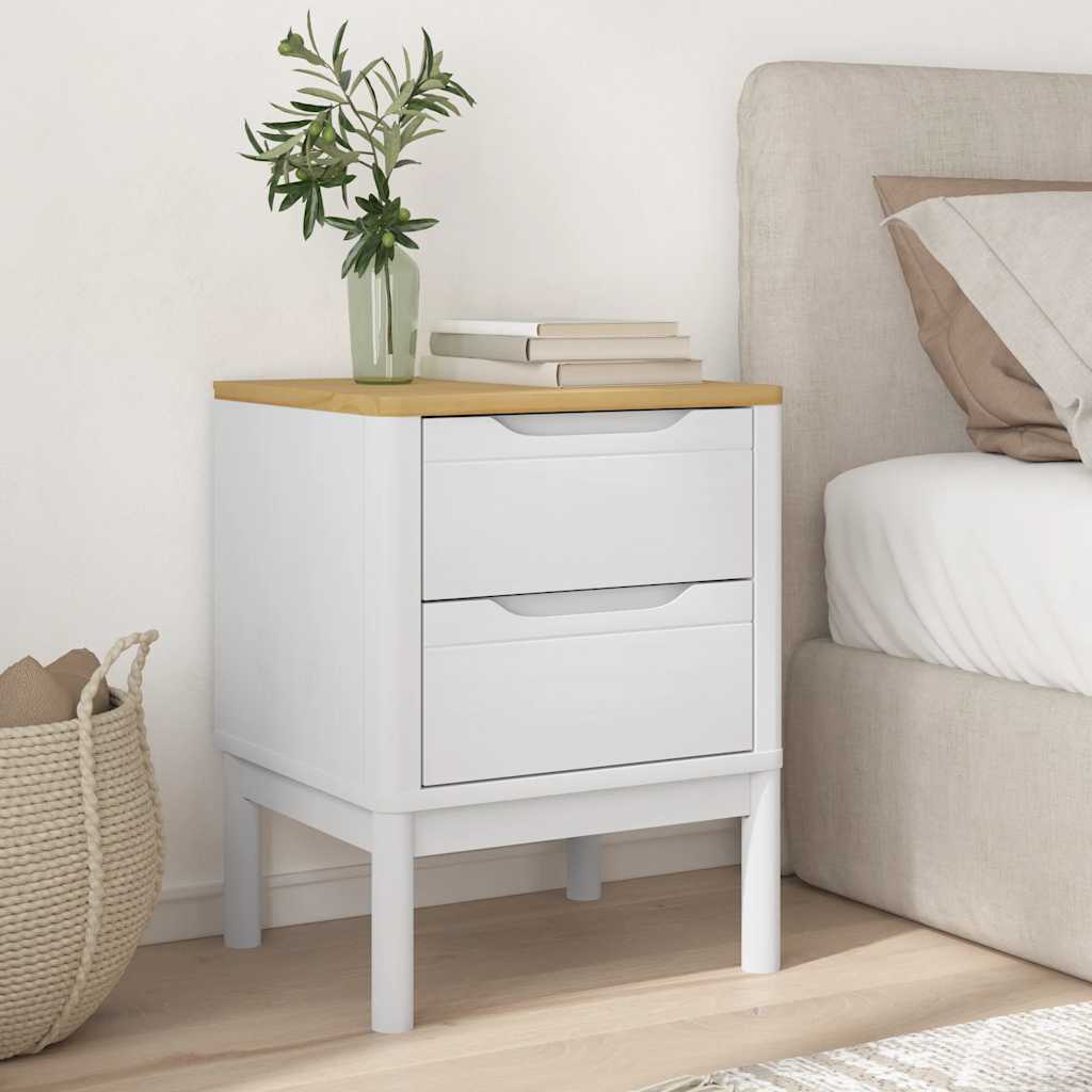 Bedside Cabinet FLORO White 17.7"x15.4"x22.4" Solid Wood Pine