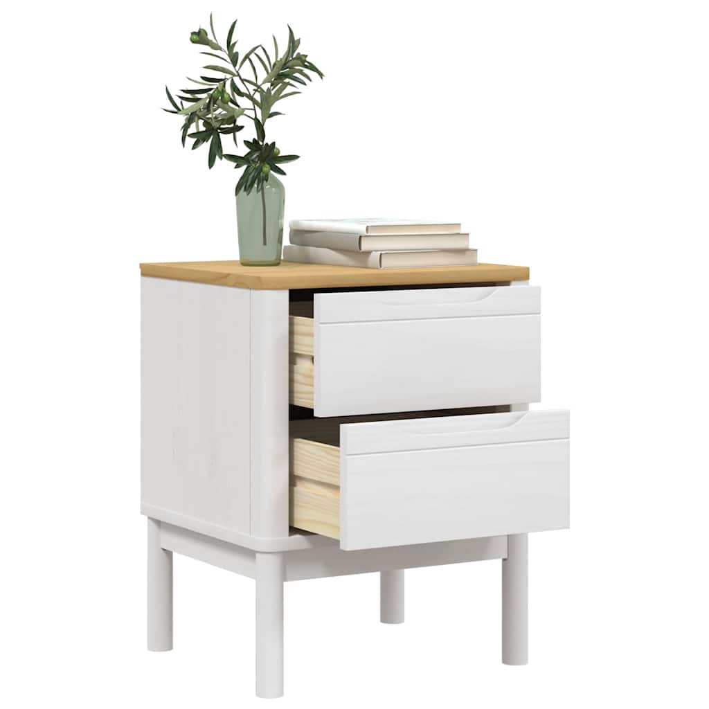 Bedside Cabinet FLORO White 17.7"x15.4"x22.4" Solid Wood Pine