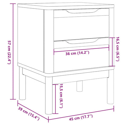 Bedside Cabinet FLORO White 17.7"x15.4"x22.4" Solid Wood Pine