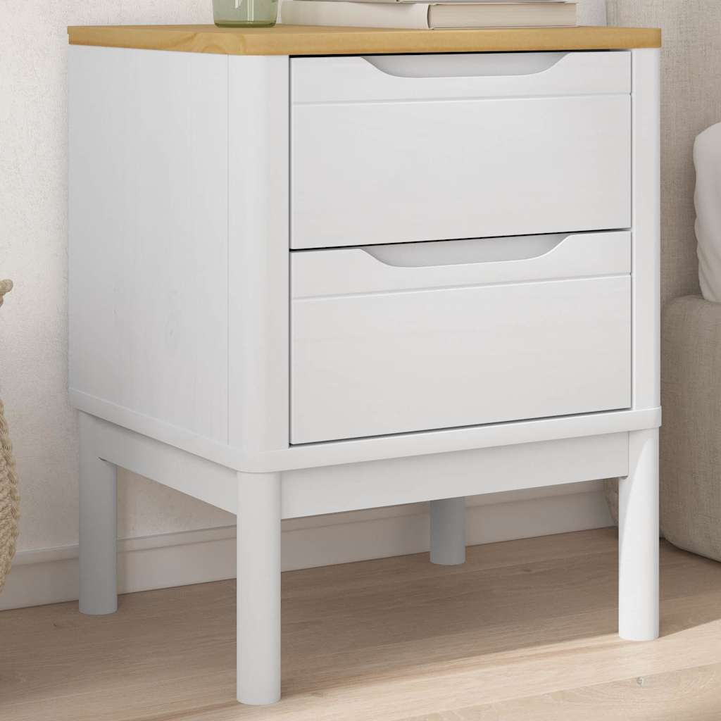 Bedside Cabinet FLORO White 17.7"x15.4"x22.4" Solid Wood Pine