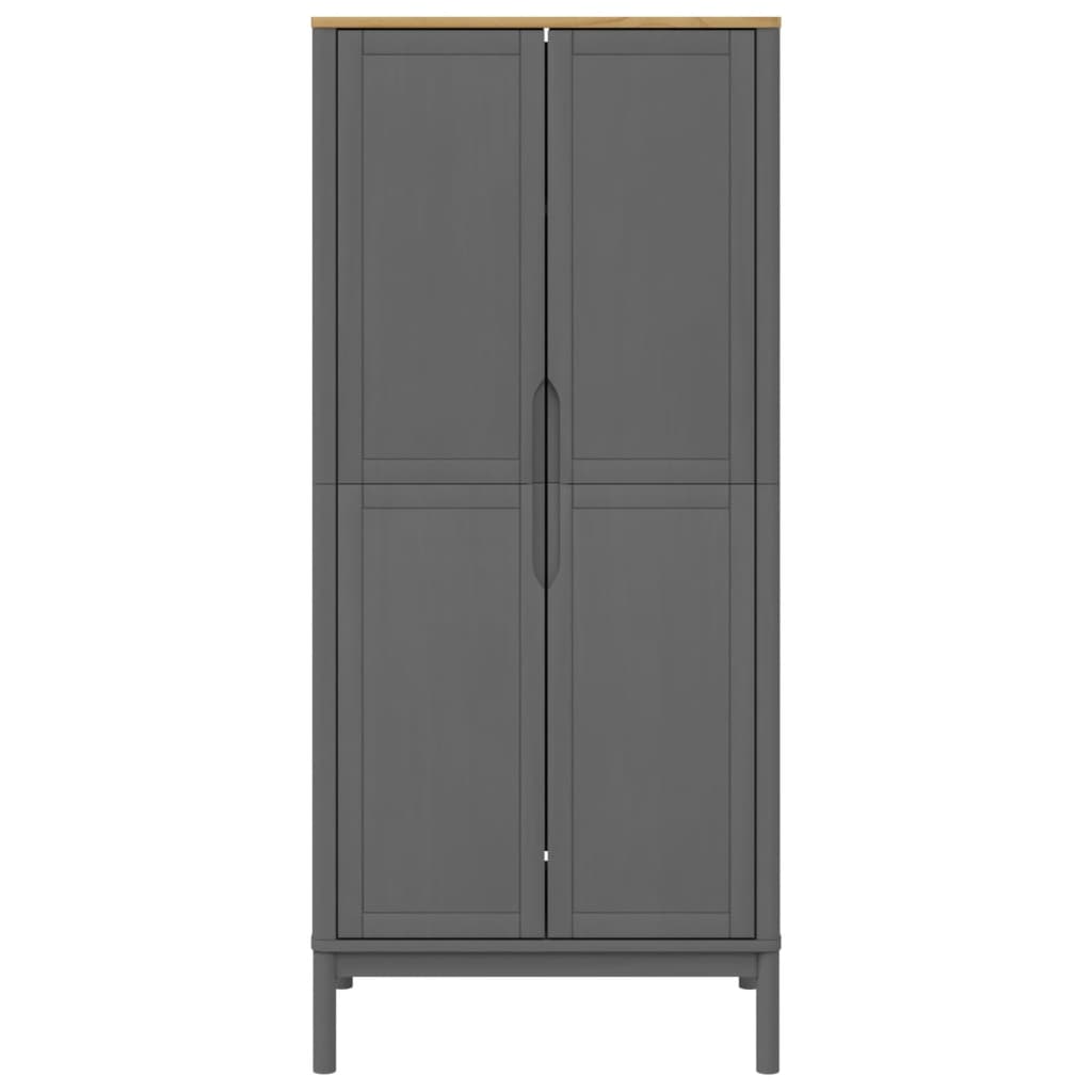 Wardrobe FLORO Gray 30.3"x20.9"x67.3" Solid Wood Pine