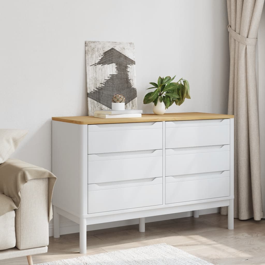 Drawer Cabinet White Solid pine wood Medium Chest of Drawers