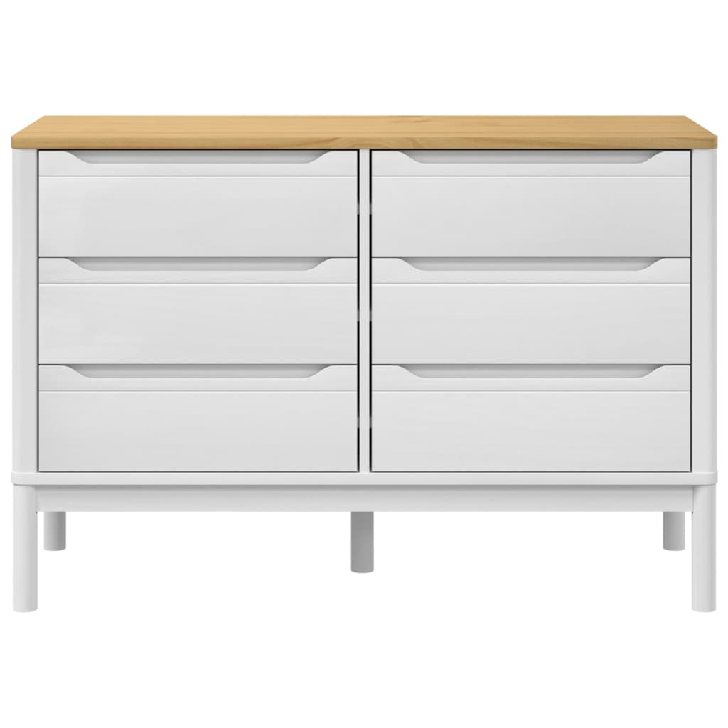 Drawer Cabinet White Solid pine wood Medium Chest of Drawers