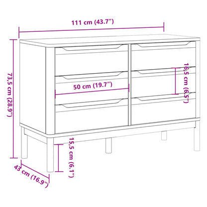 Drawer Cabinet White Solid pine wood Medium Chest of Drawers