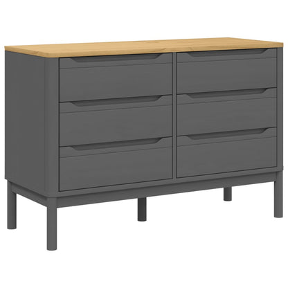 Chest of Drawers FLORO Gray Solid Wood Pine