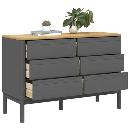 Chest of Drawers FLORO Gray Solid Wood Pine