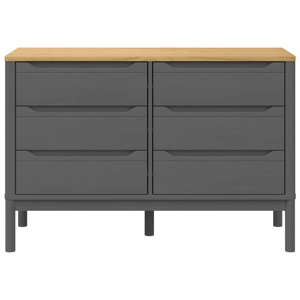 Chest of Drawers FLORO Gray Solid Wood Pine