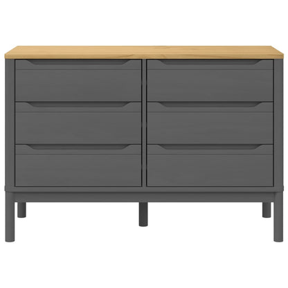 Chest of Drawers FLORO Gray Solid Wood Pine