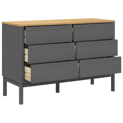 Chest of Drawers FLORO Gray Solid Wood Pine