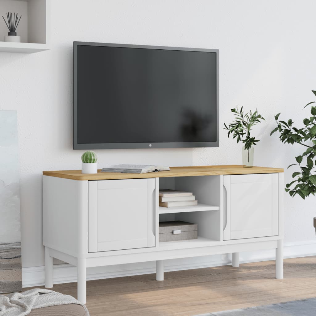 TV Stand FLORO White 44.9"x16.9"x21.7" Solid Wood Pine