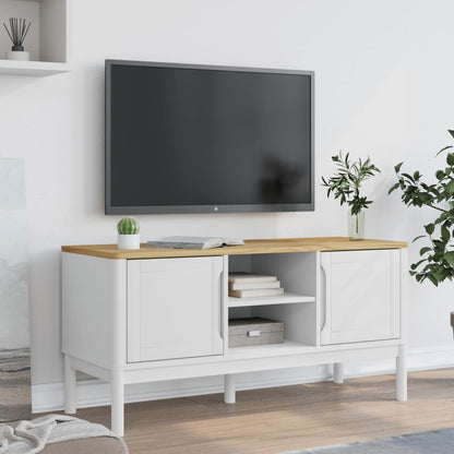 TV Stand FLORO White 44.9"x16.9"x21.7" Solid Wood Pine