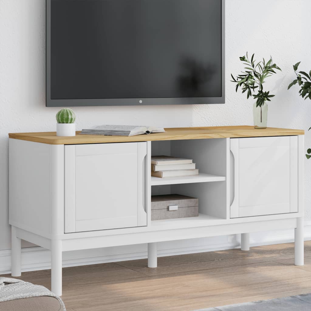 TV Stand FLORO White 44.9"x16.9"x21.7" Solid Wood Pine