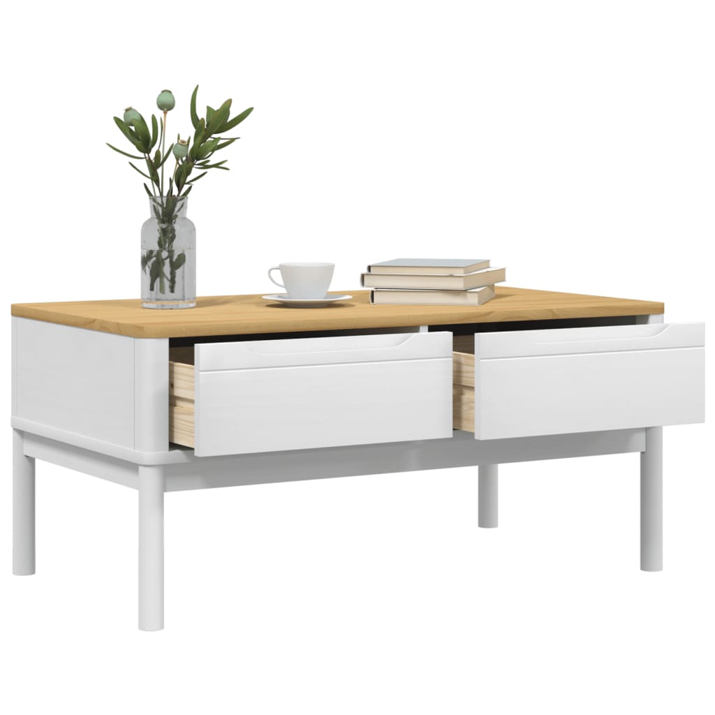 Coffee Table White Solid Pine Wood 39.0 x 21.9 x 17.7 in