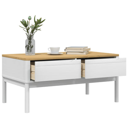 Coffee Table White Solid Pine Wood 39.0 x 21.9 x 17.7 in