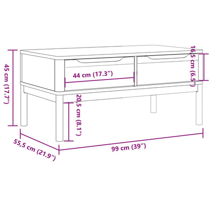 Coffee Table White Solid Pine Wood 39.0 x 21.9 x 17.7 in