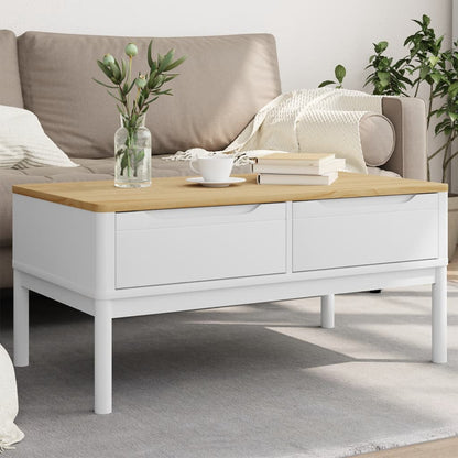 Coffee Table White Solid Pine Wood 39.0 x 21.9 x 17.7 in