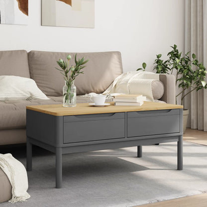vidaXL Coffee Table Grey Solid pine wood 39 x 21.9 x 17.7 in