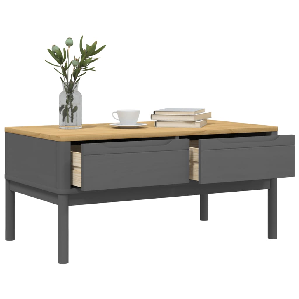 vidaXL Coffee Table Grey Solid pine wood 39 x 21.9 x 17.7 in
