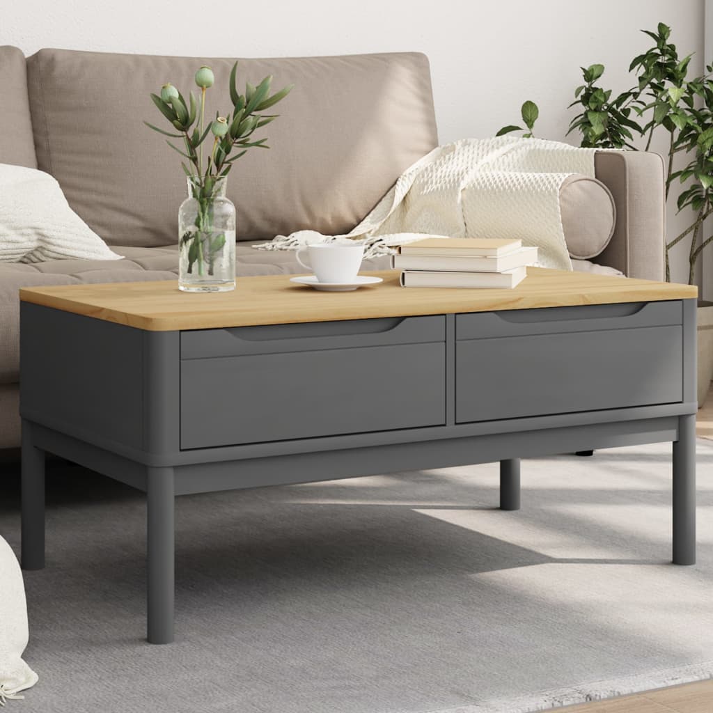 vidaXL Coffee Table Grey Solid pine wood 39 x 21.9 x 17.7 in