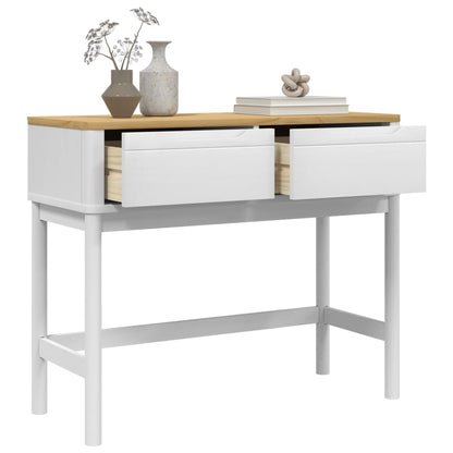 Console Table White Solid Pine Wood Medium Console Table