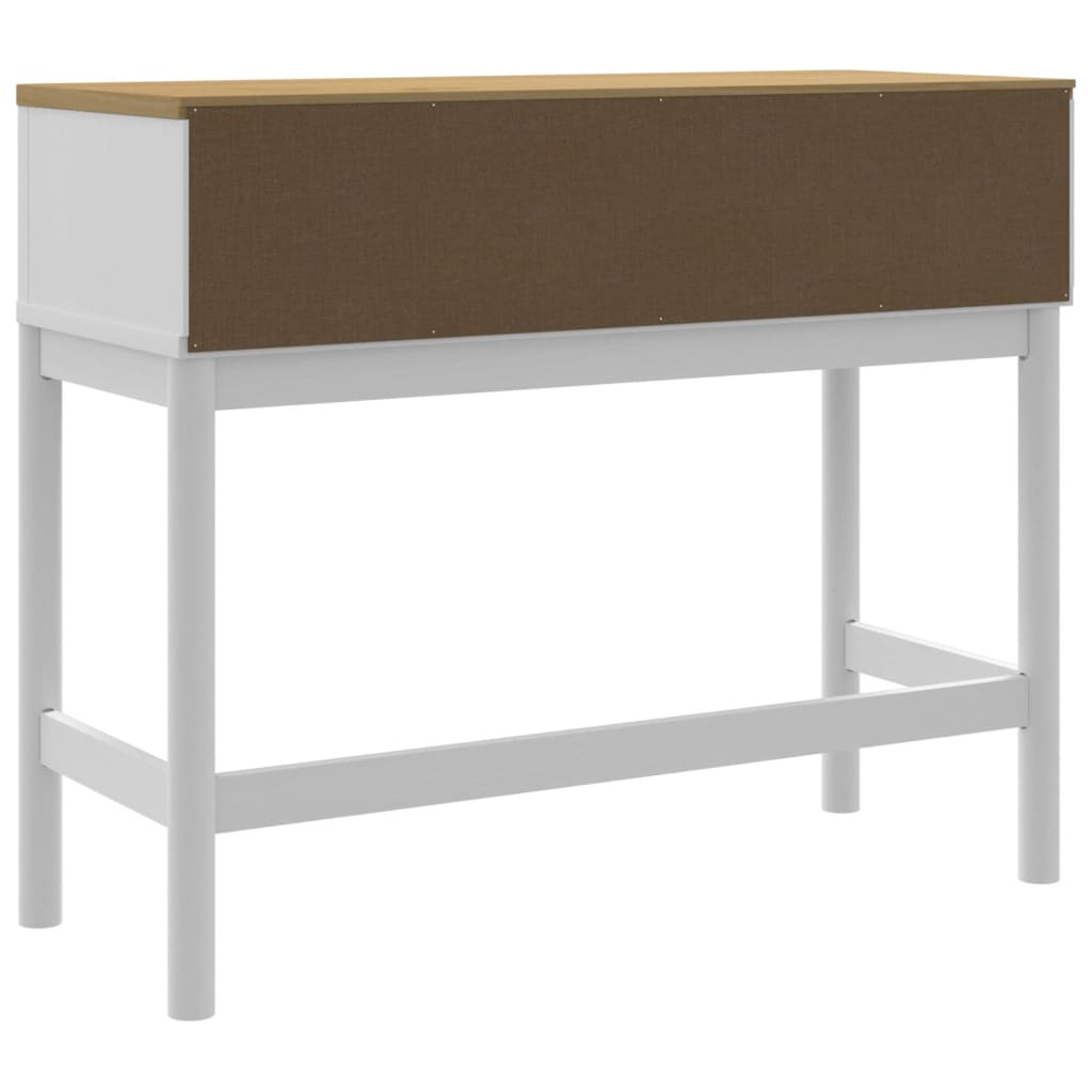 Console Table White Solid Pine Wood Medium Console Table