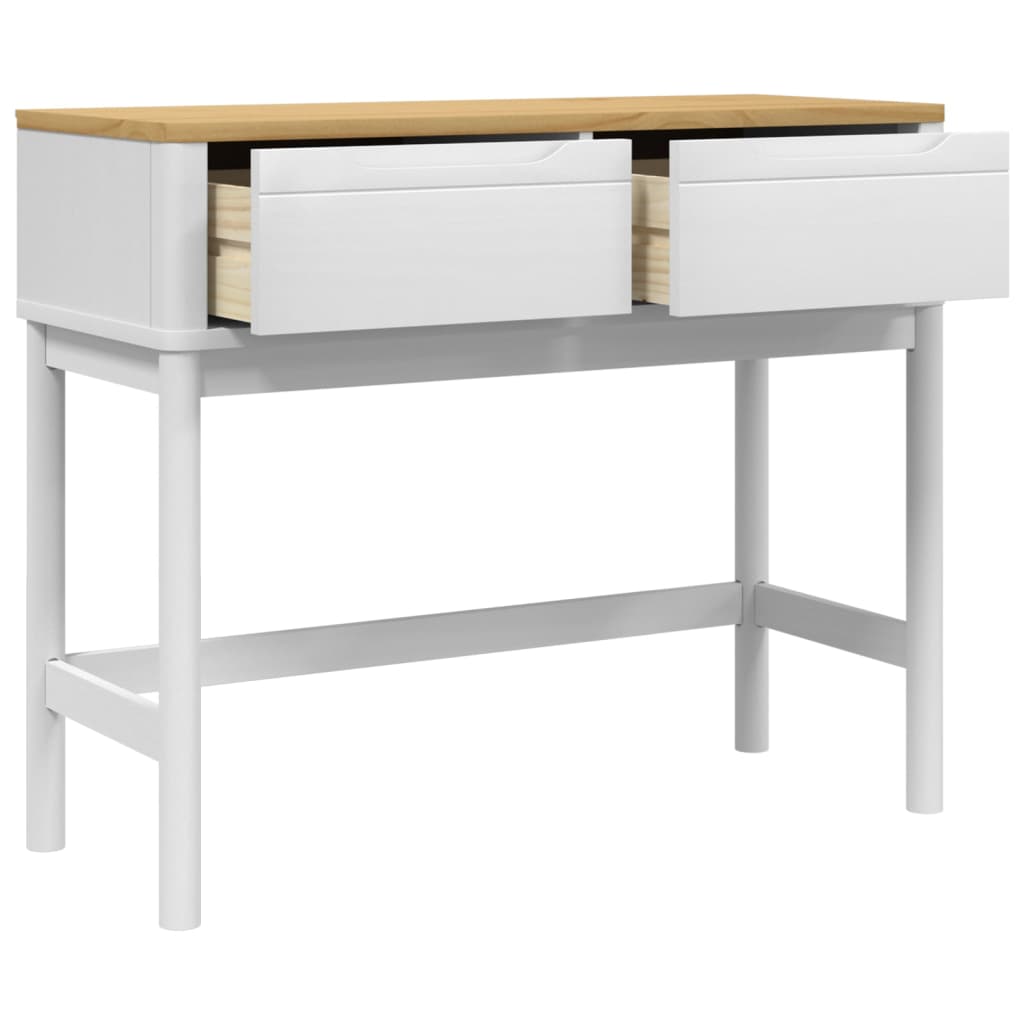 Console Table White Solid Pine Wood Medium Console Table