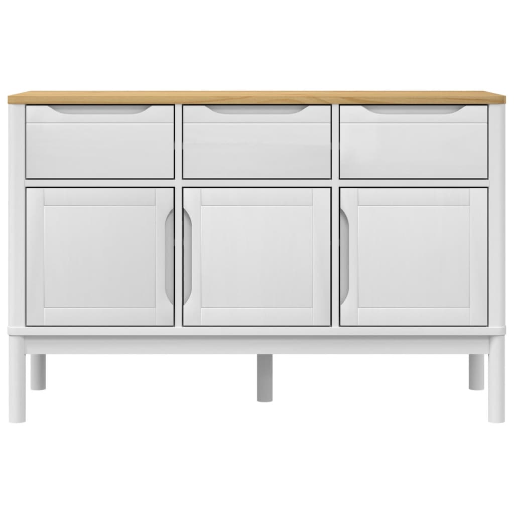 Sideboard White Solid Pine Wood, Engineered Wood Medium Sideboard