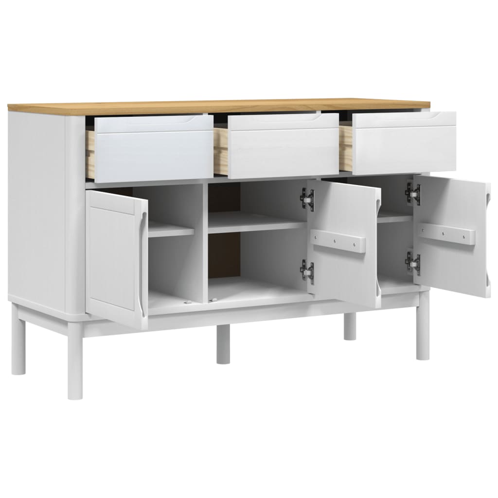 Sideboard White Solid Pine Wood, Engineered Wood Medium Sideboard