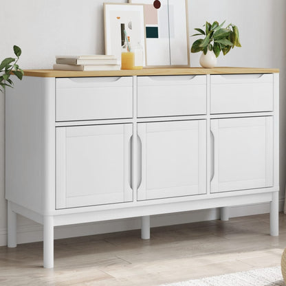 Sideboard White Solid Pine Wood, Engineered Wood Medium Sideboard