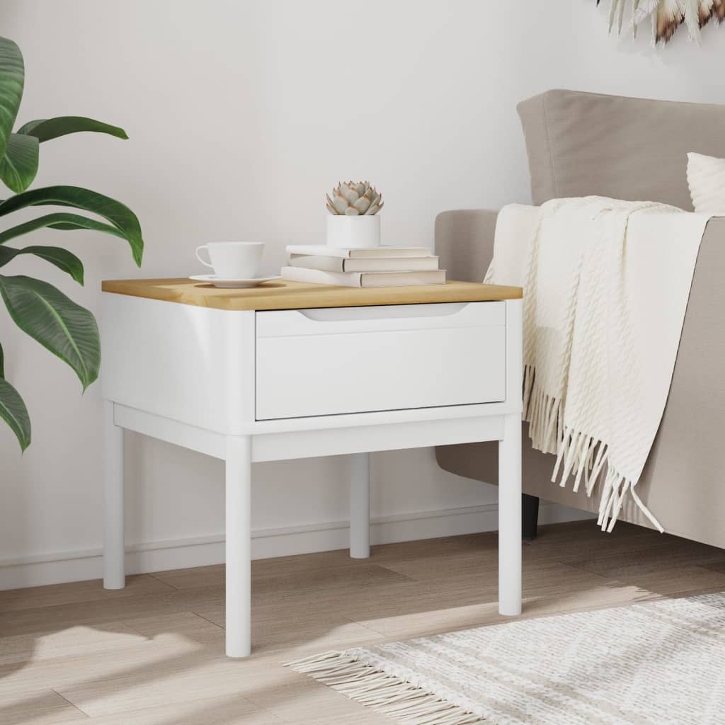 Lamp Table FLORO White 55x55x54 cm Solid Wood Pine