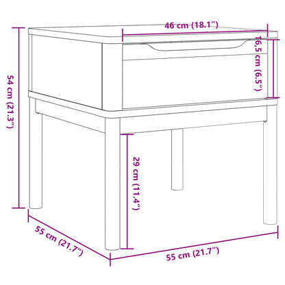 Lamp Table FLORO White 55x55x54 cm Solid Wood Pine