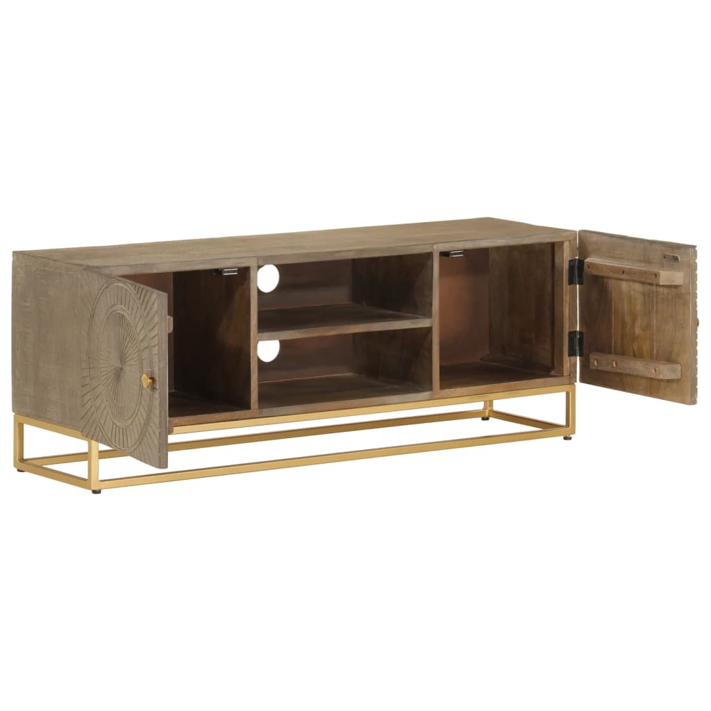 TV Cabinet 110x30x40 cm Solid Wood Mango and Iron