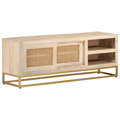 TV Cabinet 110x30x40 cm Solid Wood Mango and Iron