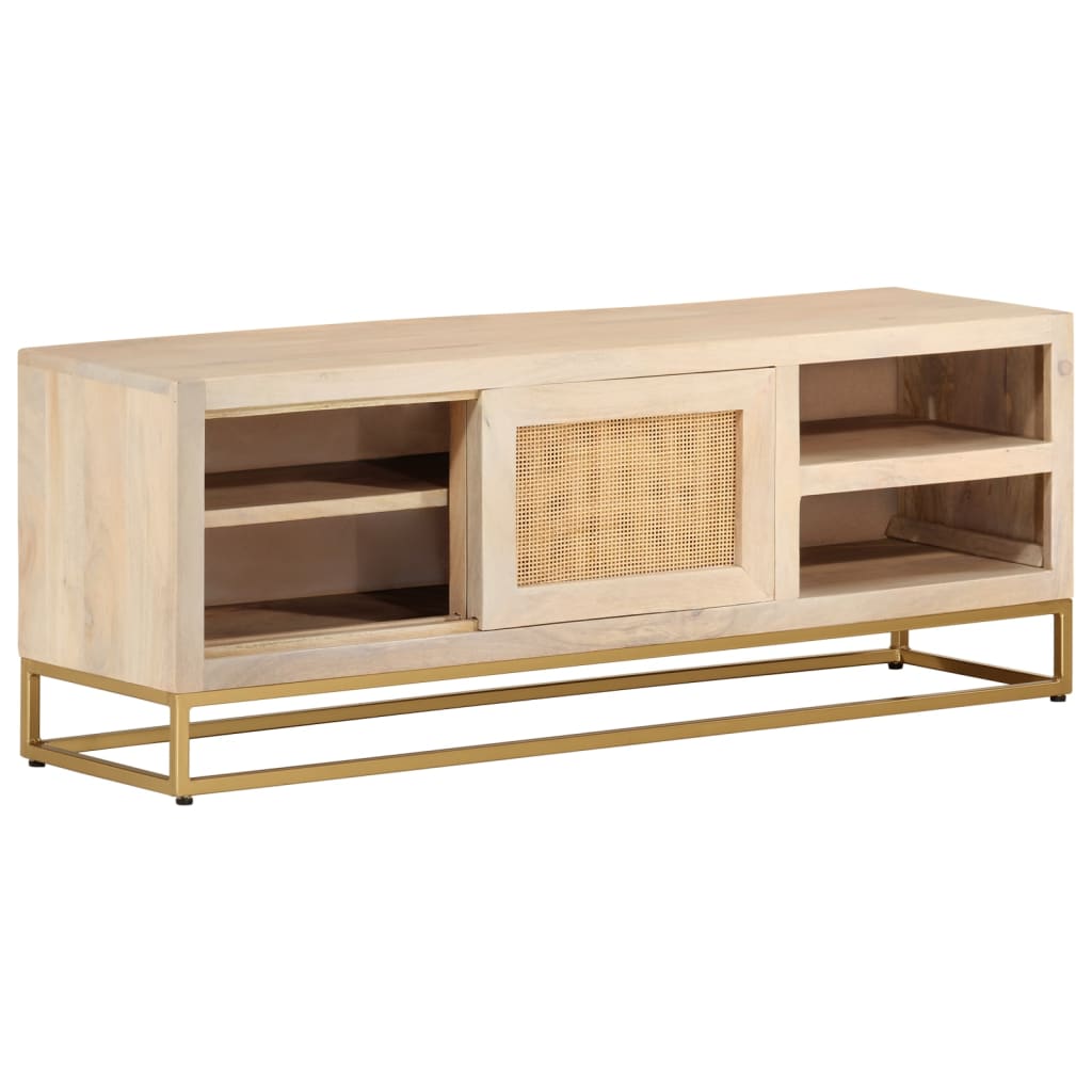 TV Cabinet 110x30x40 cm Solid Wood Mango and Iron